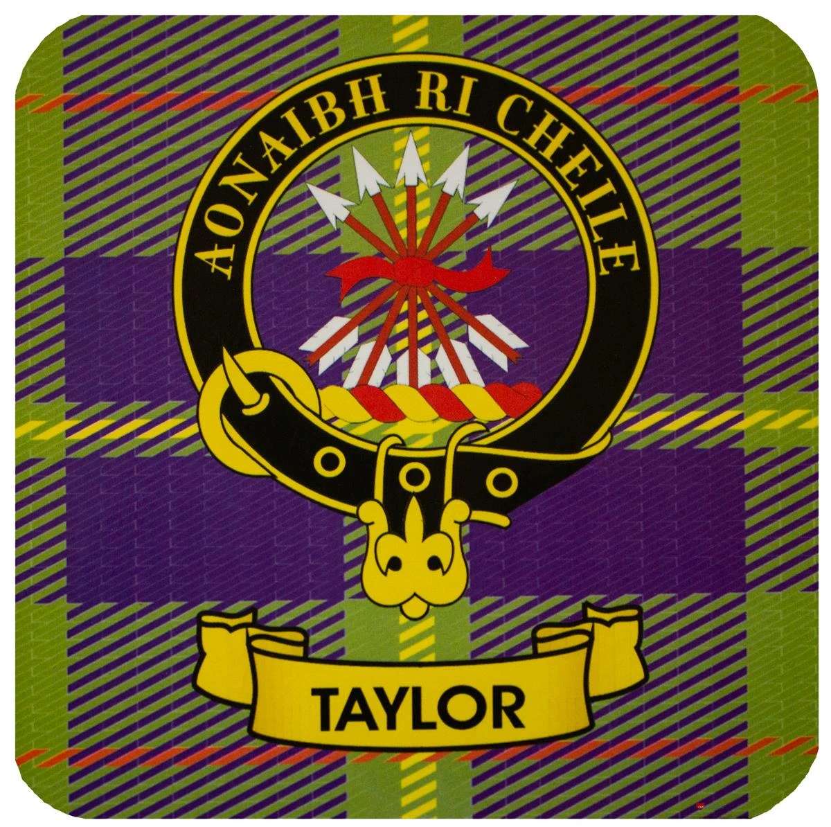 Taylor Clan Crest Square Coasters Set of 4 Cork Backed From Scotland