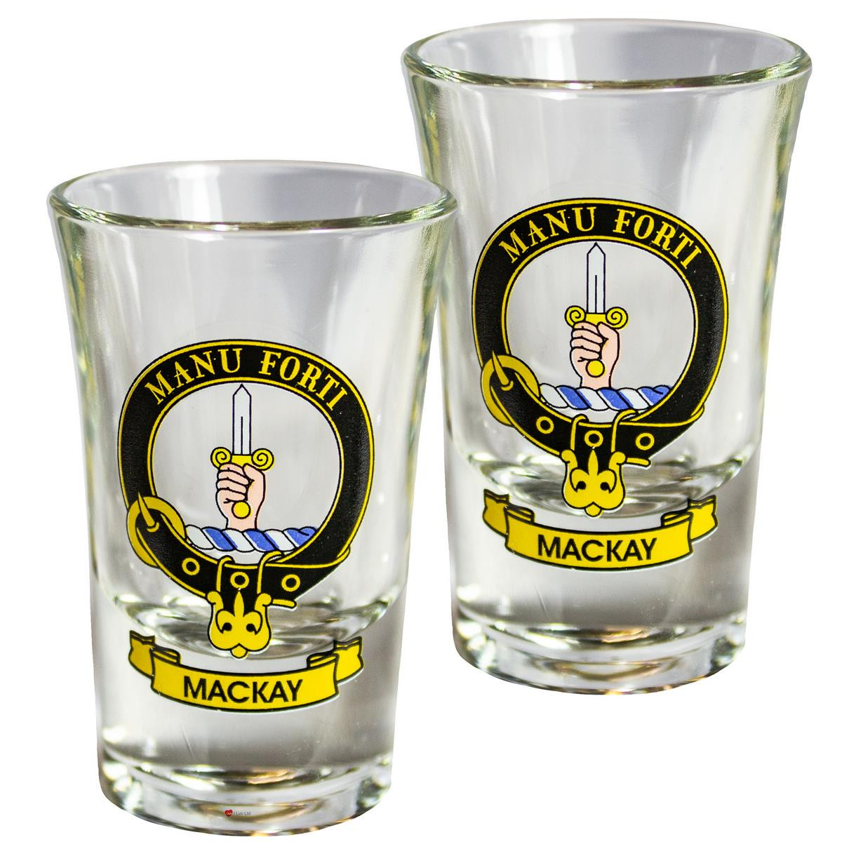 MacKay Scottish Clan Crest Tequila Slammer Shot Glass Set of 2 Scottish Made