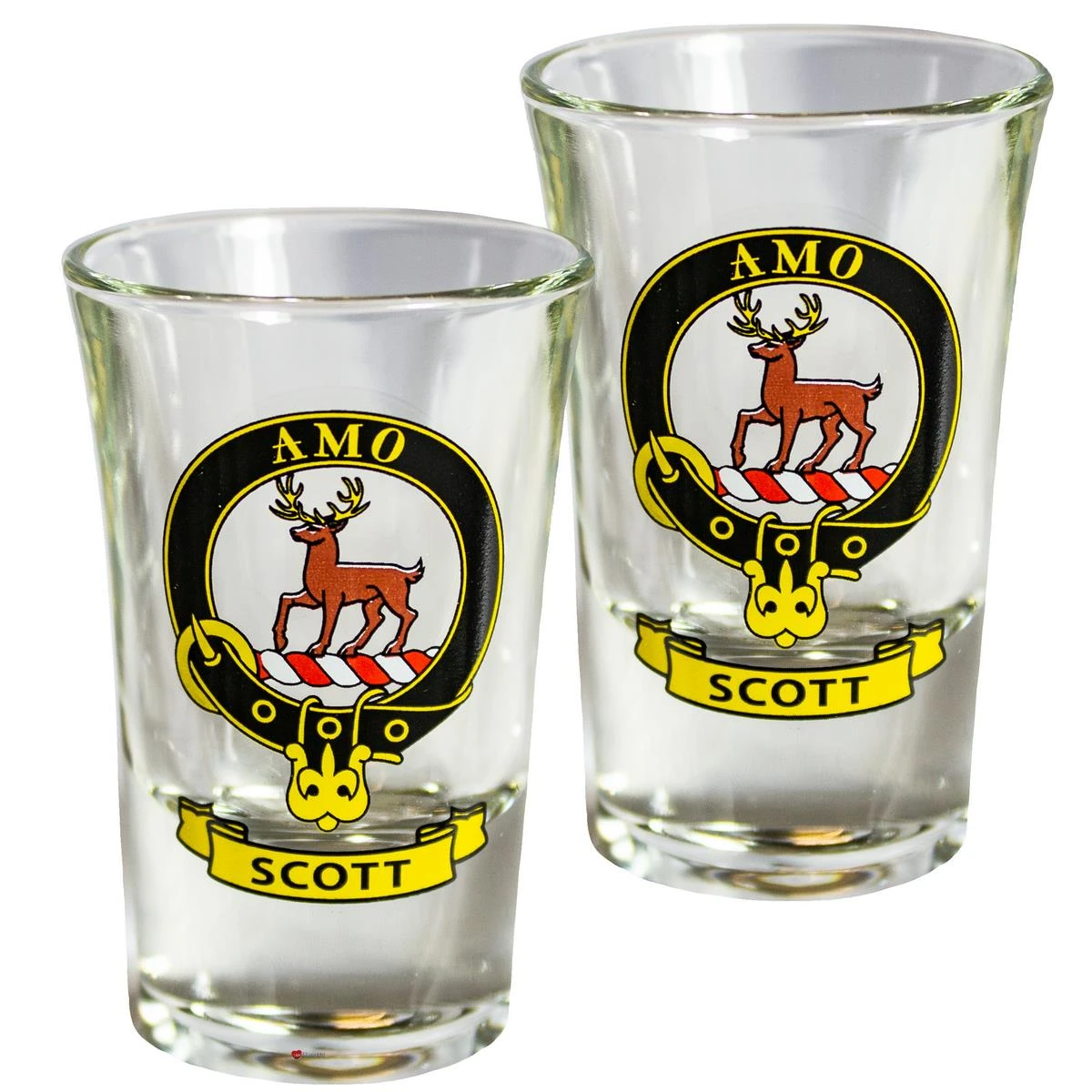 Scott Scottish Clan Crest Tequila Slammer Shot Glass Set of 2 Scottish Made