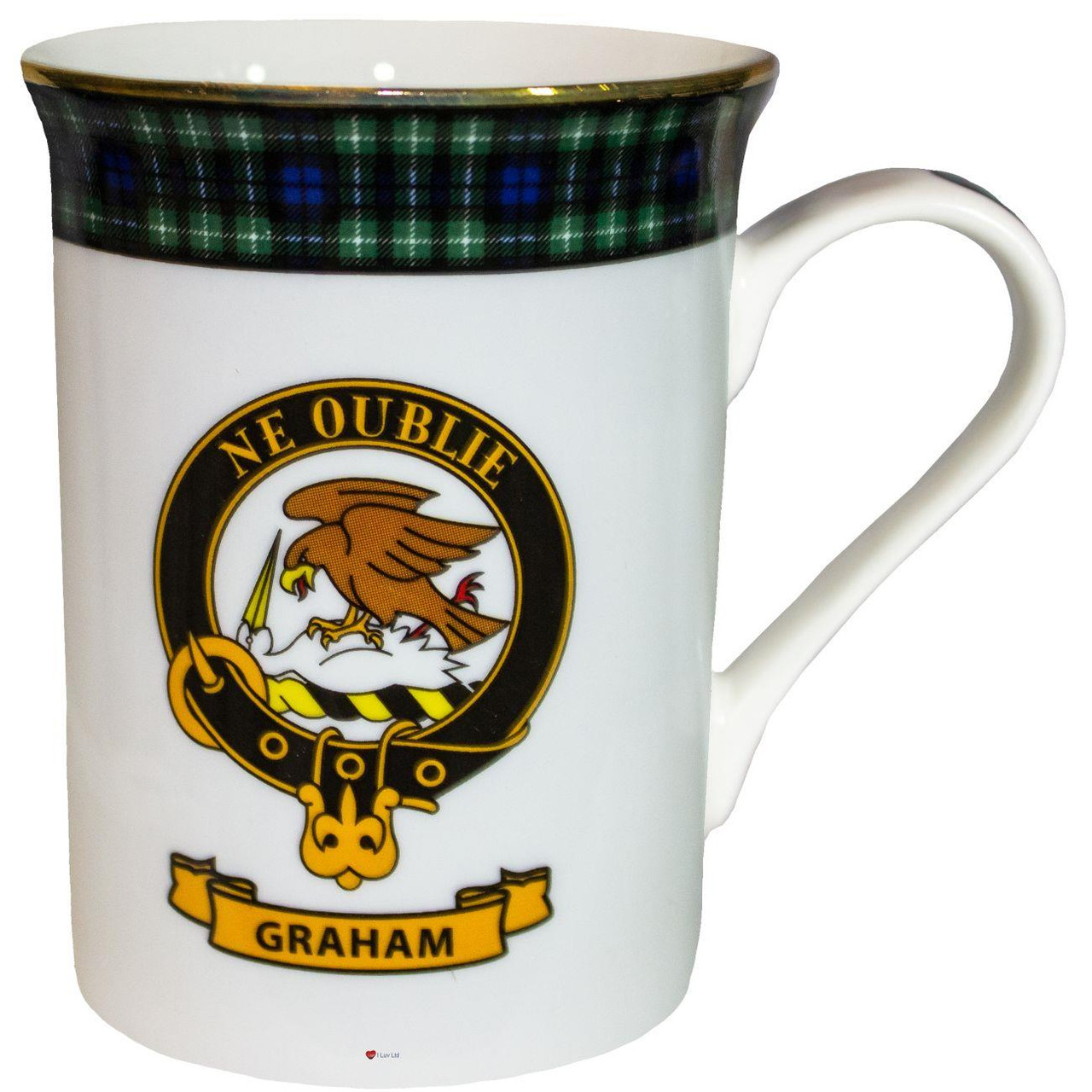 Bone China Coffee Tea Mug Graham Clan Crest Gold Rim Scottish Made