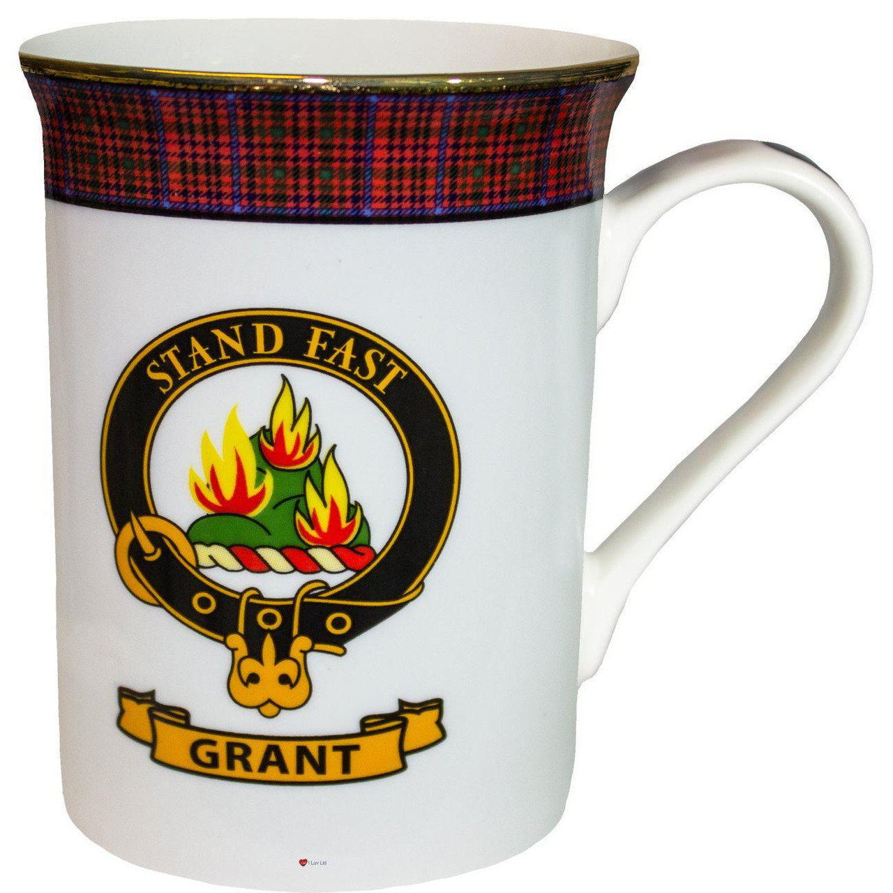 Bone China Coffee Tea Mug Grant Clan Crest Gold Rim Scottish Made