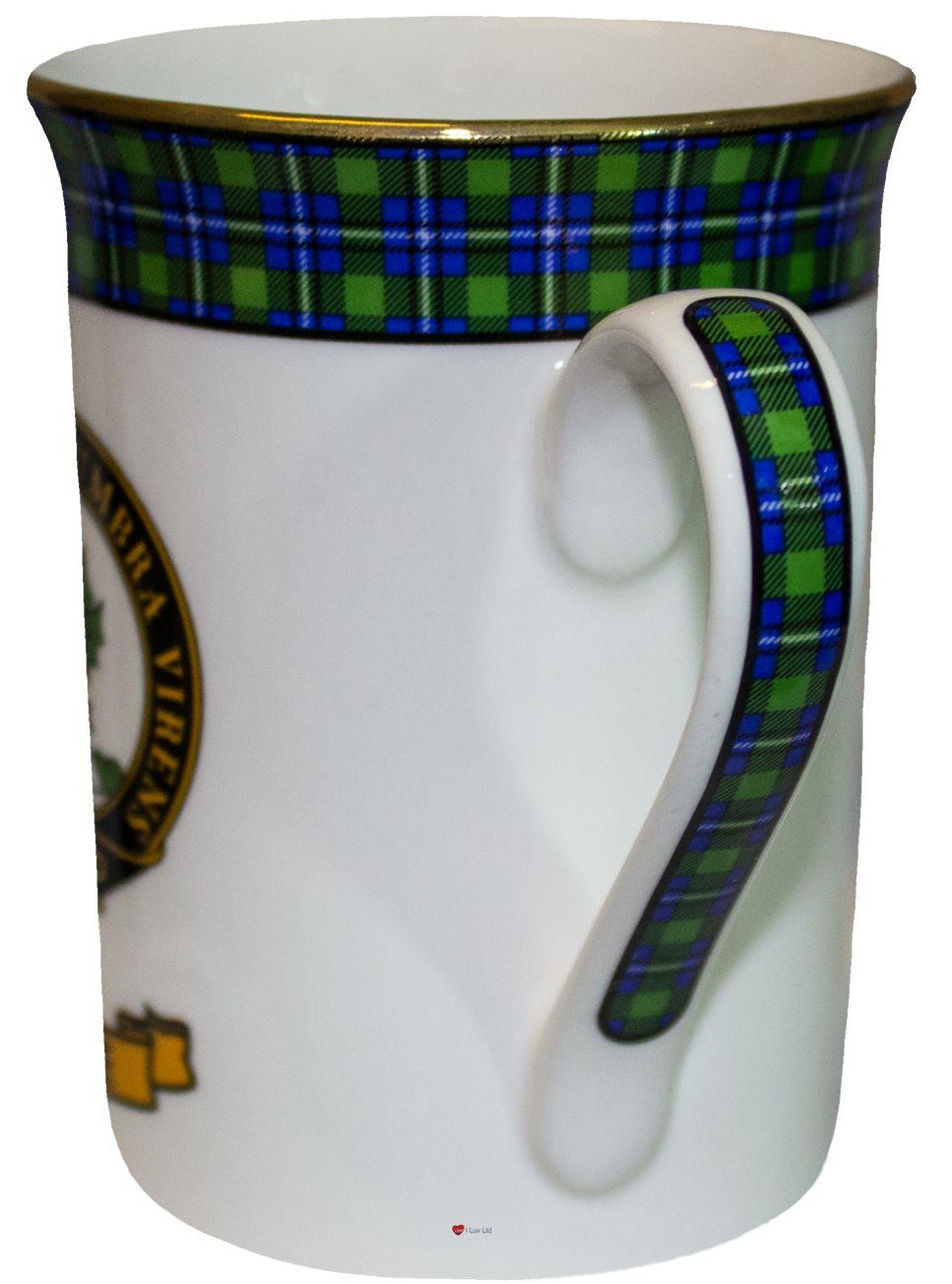 Bone China Coffee Tea Mug Irvine Clan Crest Gold Rim Scottish Made