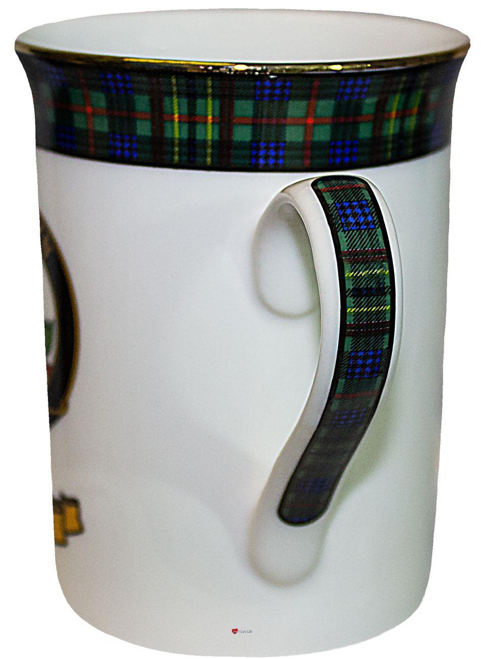 Bone China Coffee Tea Mug Kennedy Clan Crest Gold Rim Scottish Made