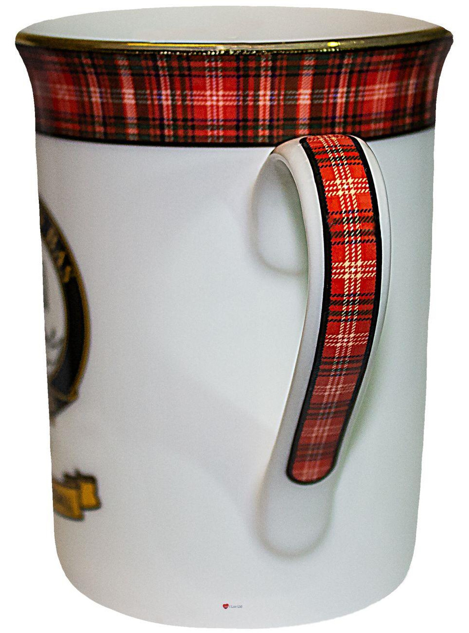 Bone China Coffee Tea Mug MacDougall Clan Crest Gold Rim Scottish Made