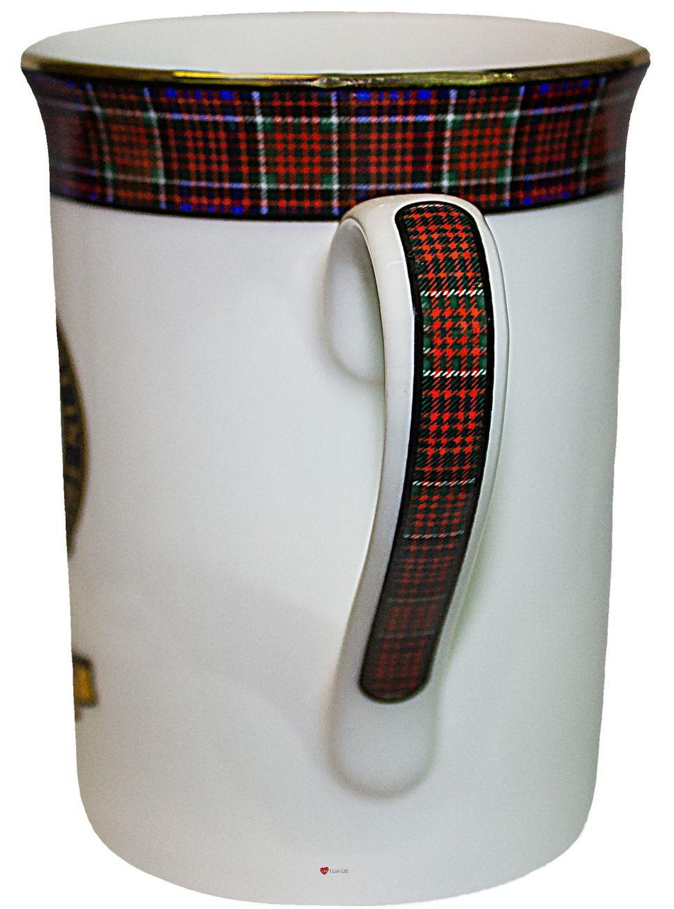 Bone China Coffee Tea Mug MacDonald Clan Ranald Clan Crest Gold Rim Scottish Made
