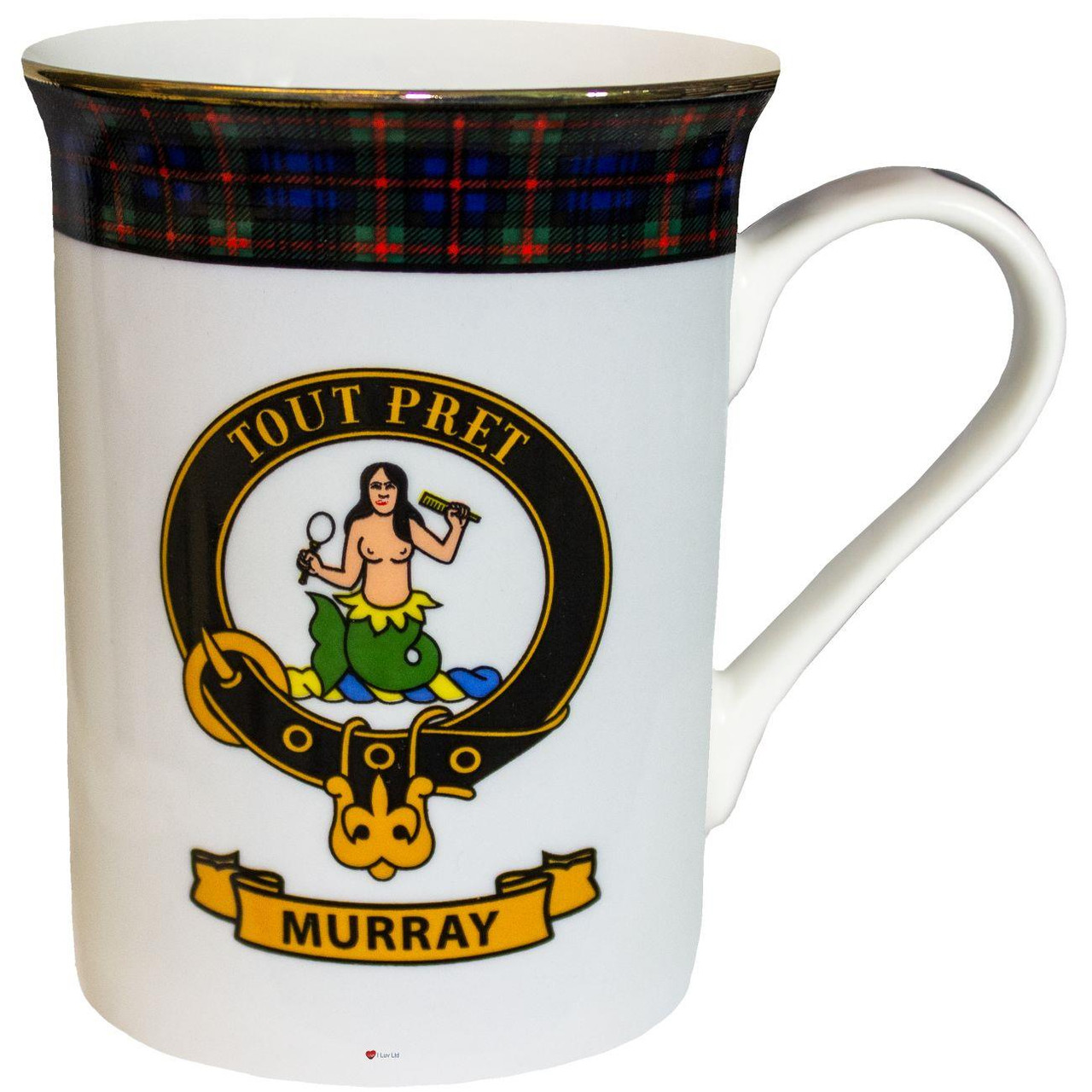 Bone China Coffee Tea Mug Murray Clan Crest Gold Rim Scottish Made