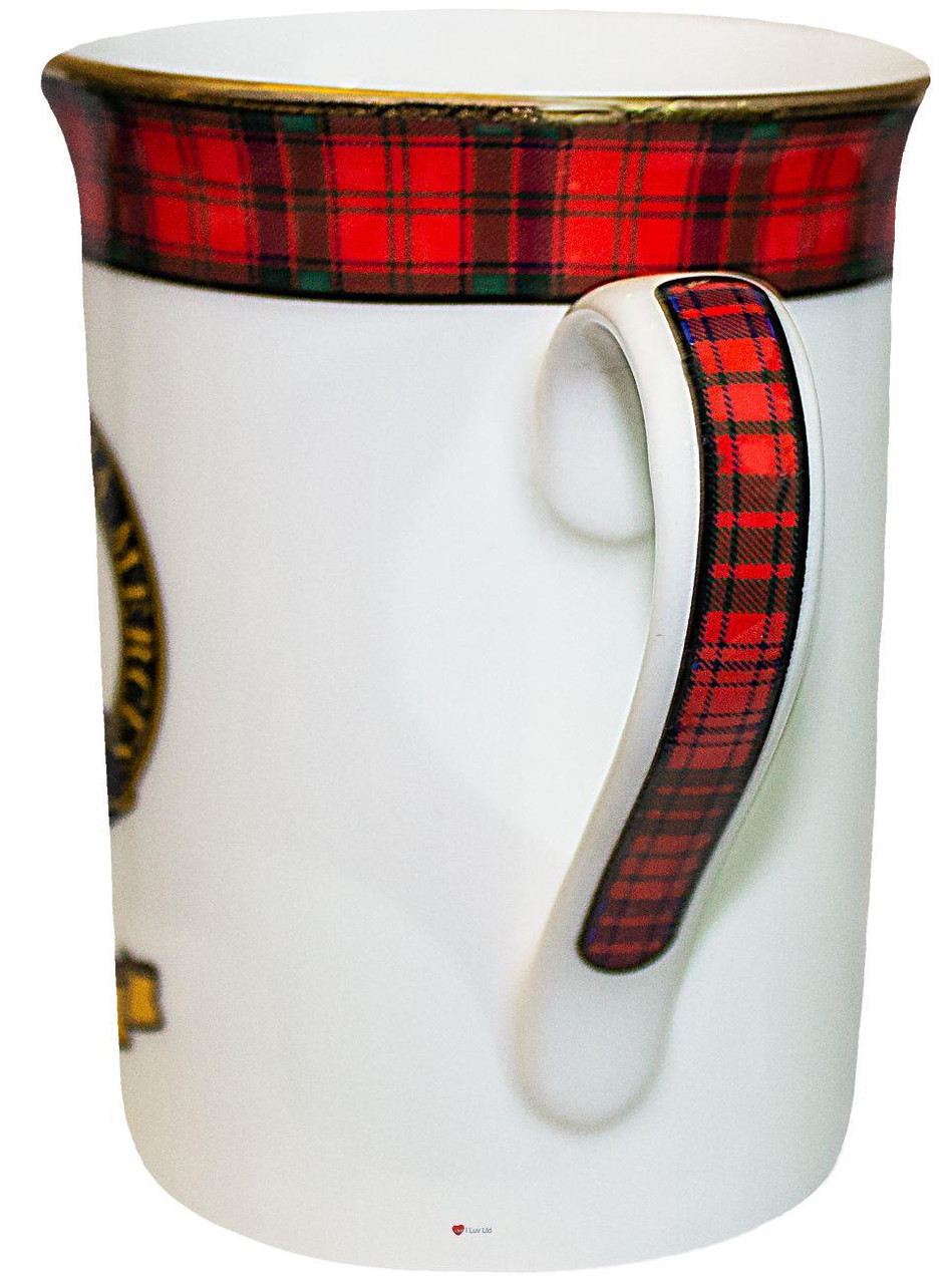 Bone China Coffee Tea Mug Robertson Clan Crest Gold Rim Scottish Made