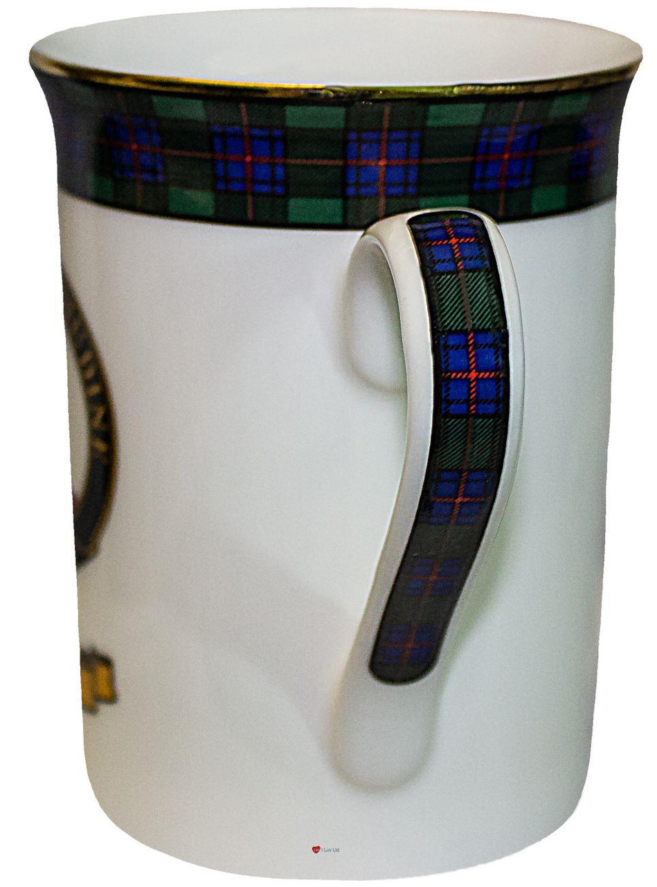 Bone China Coffee Tea Mug Shaw Clan Crest Gold Rim Scottish Made