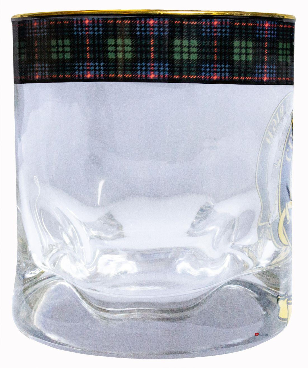 Armstrong Clan Crested Tartan Edging Heavy Based Whisky Glass