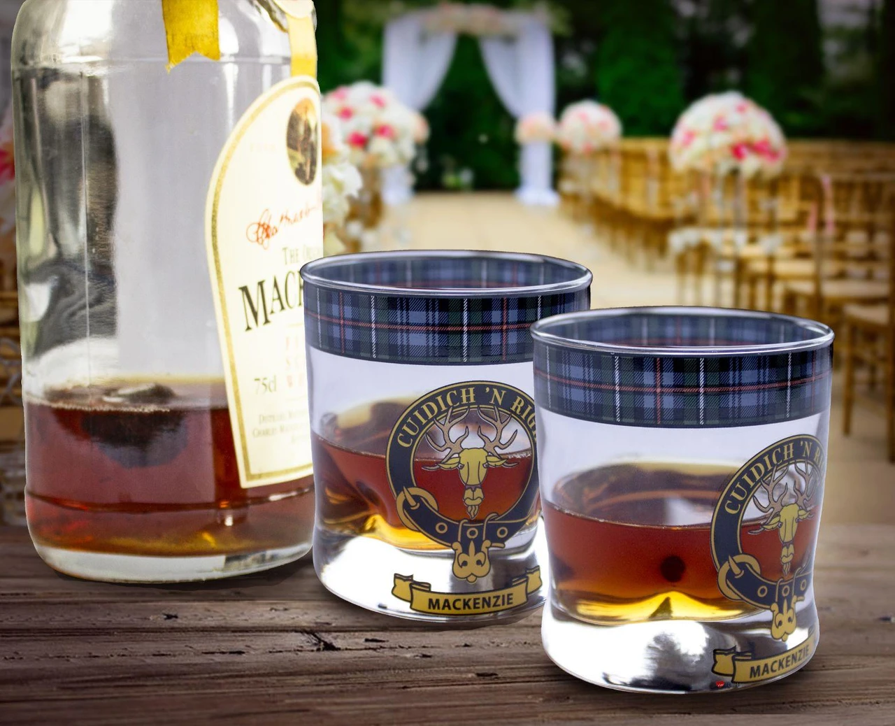 Blair Clan Crested Tartan Edging Heavy Based Whisky Glass
