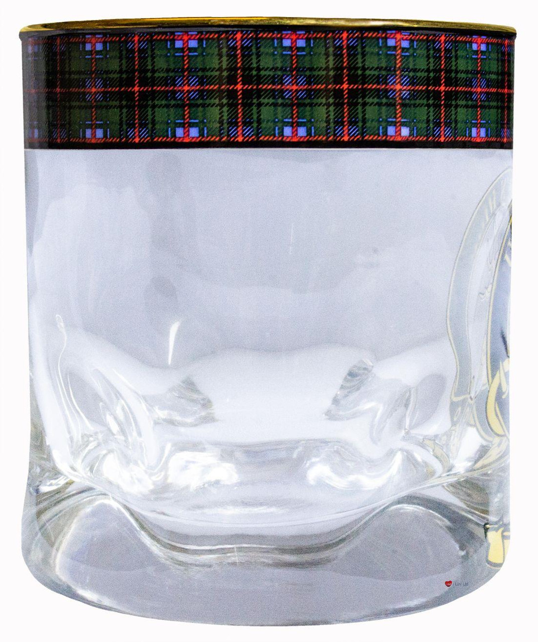 Davidson Clan Crested Tartan Edging Heavy Based Whisky Glass