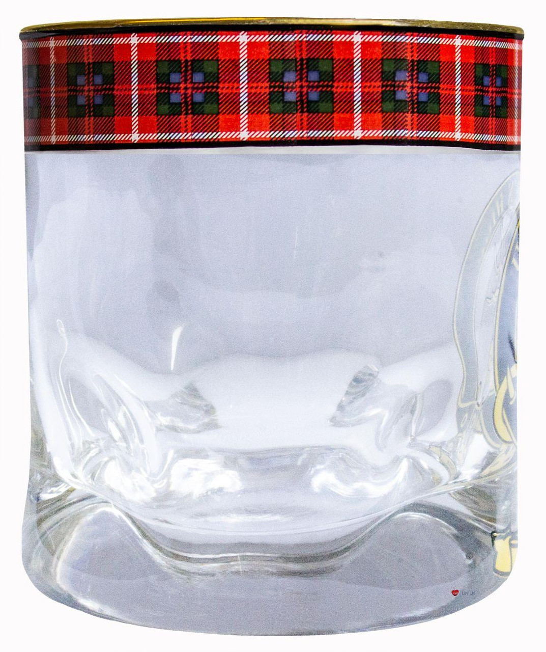 Fraser Clan Crested Tartan Edging Heavy Based Whisky Glass