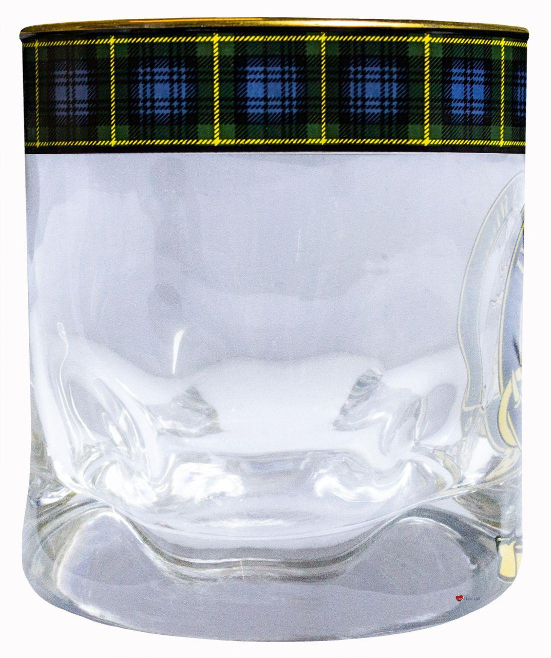 Gordon Clan Crested Tartan Edging Heavy Based Whisky Glass