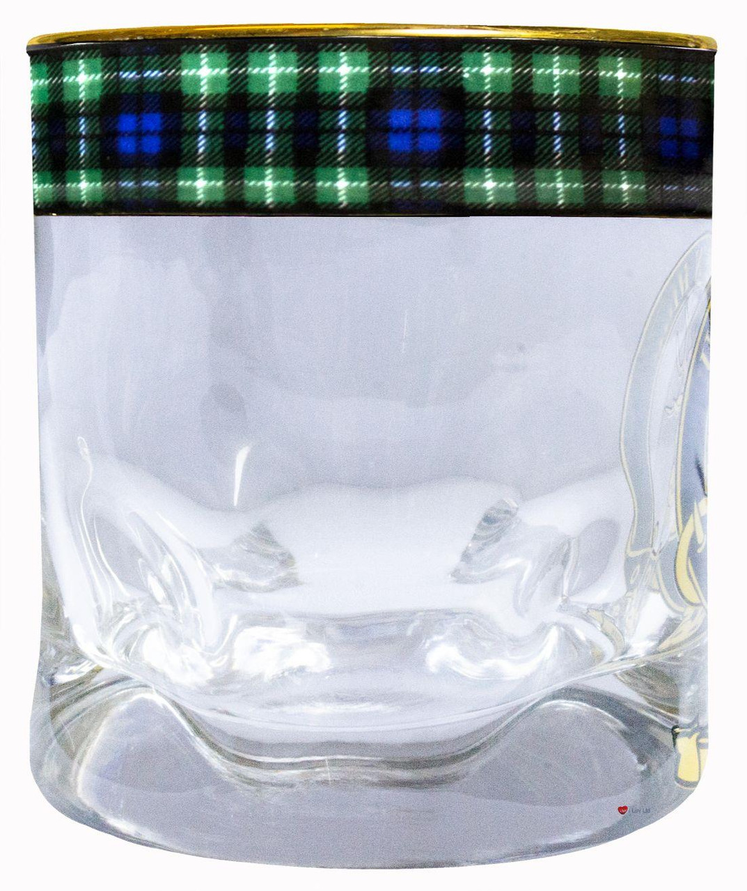 Graham Clan Crested Tartan Edging Heavy Based Whisky Glass