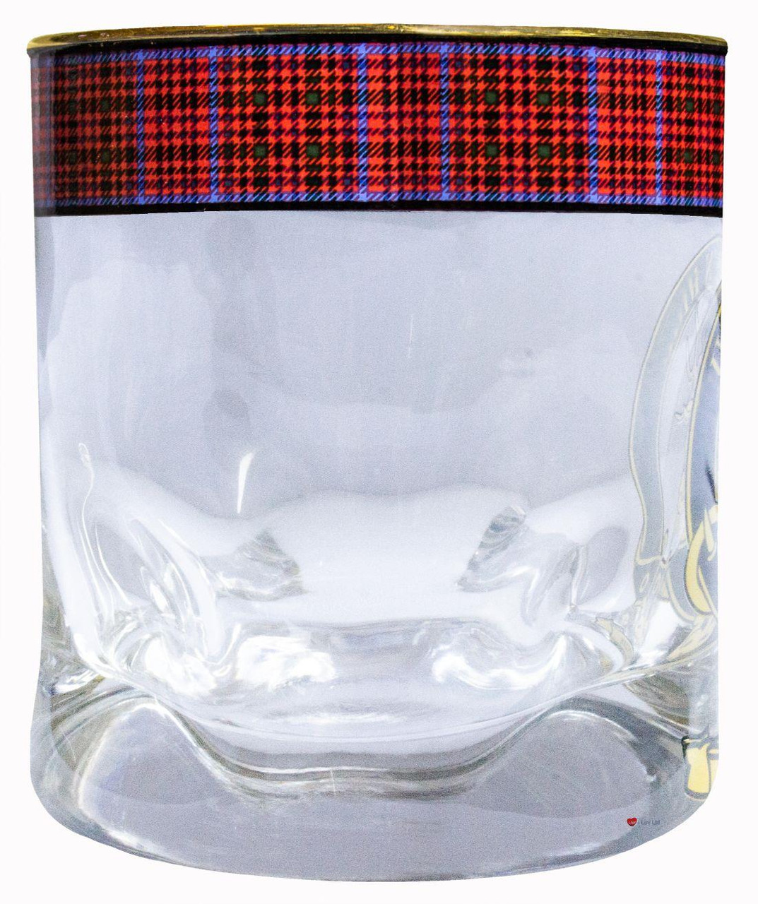 Grant Clan Crested Tartan Edging Heavy Based Whisky Glass