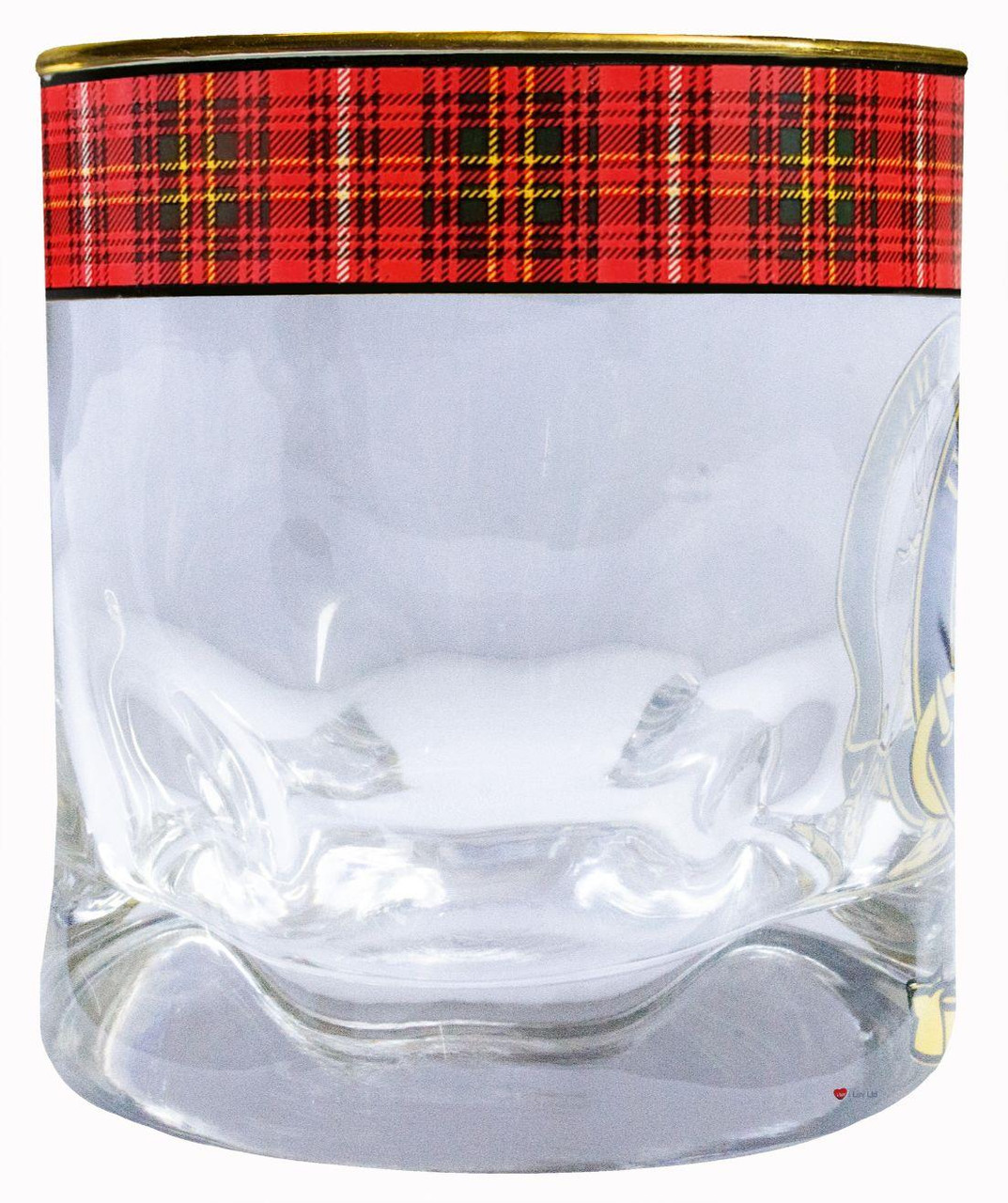 Hay Clan Crested Tartan Edging Heavy Based Whisky Glass