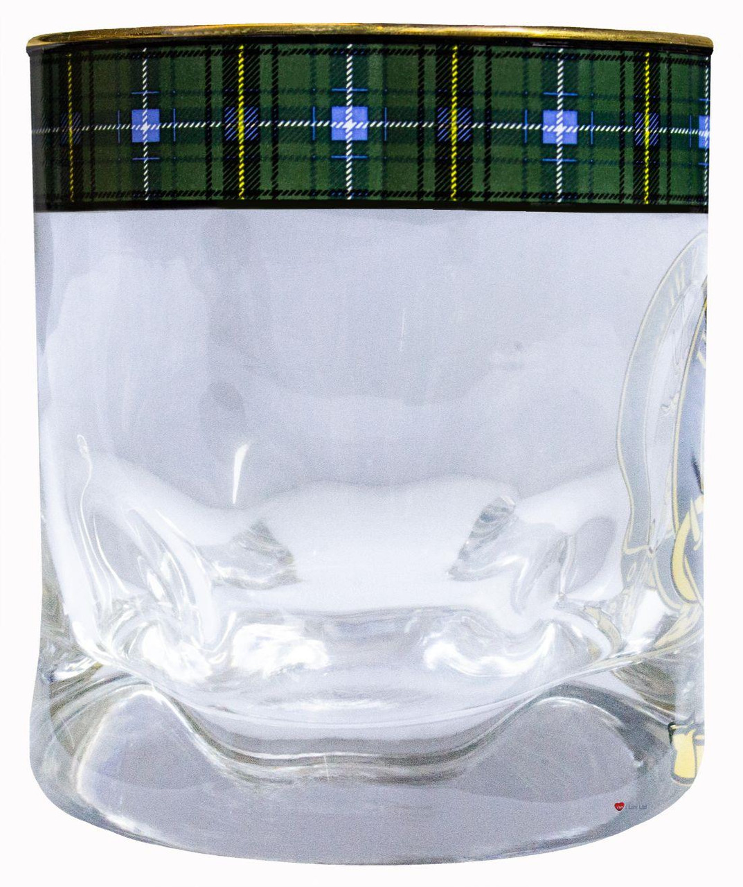 Henderson Clan Crested Tartan Edging Heavy Based Whisky Glass