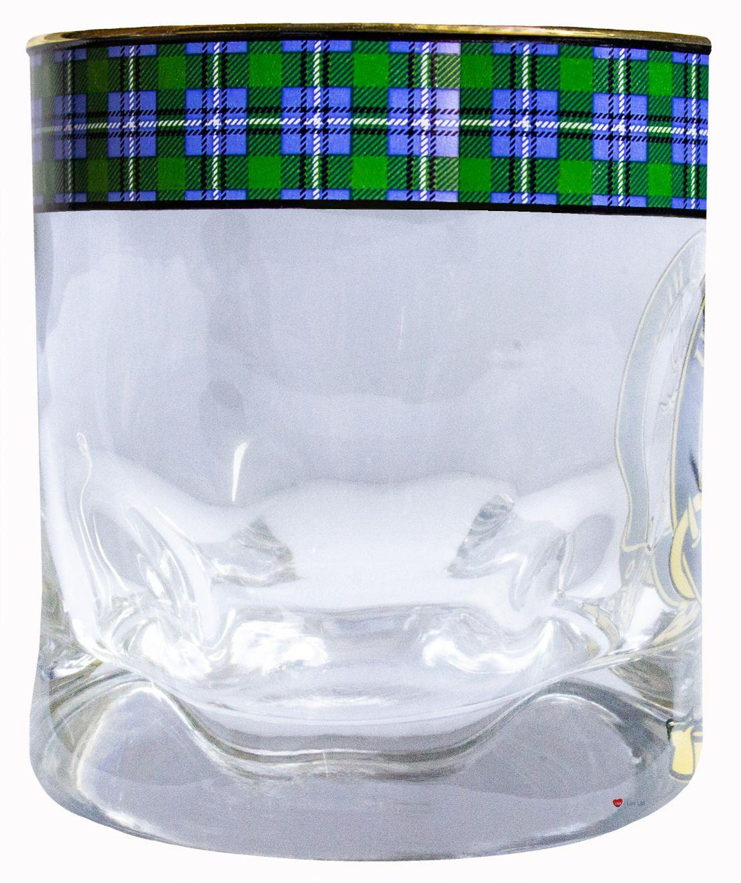 Irvine Clan Crested Tartan Edging Heavy Based Whisky Glass