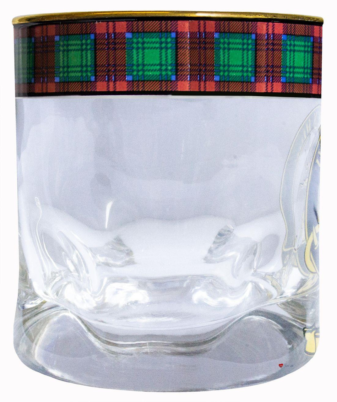 Lindsay Clan Crested Tartan Edging Heavy Based Whisky Glass