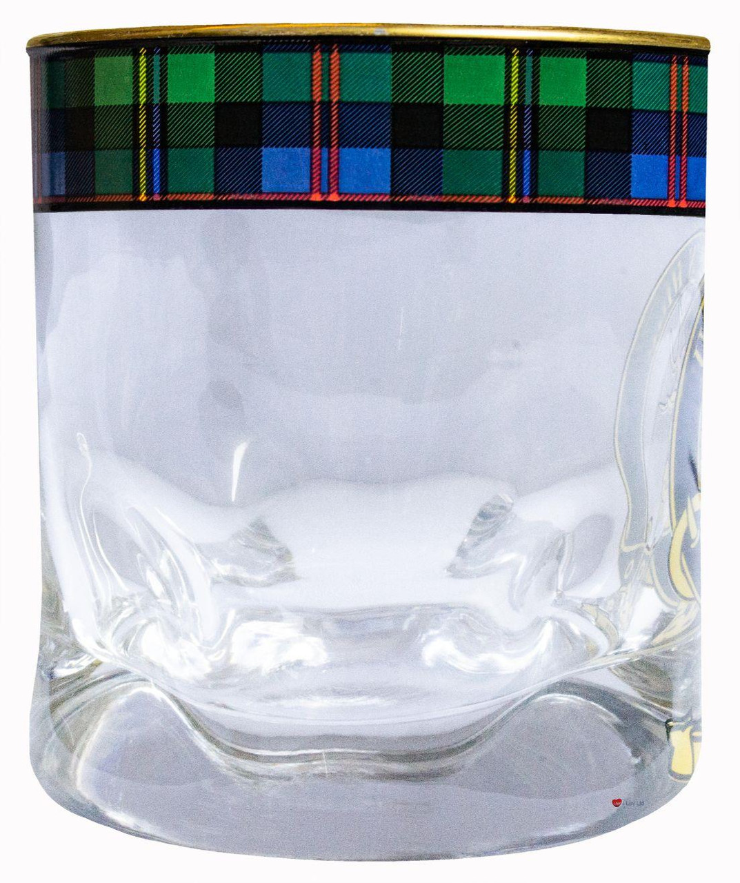 Malcolm Clan Crested Tartan Edging Heavy Based Whisky Glass