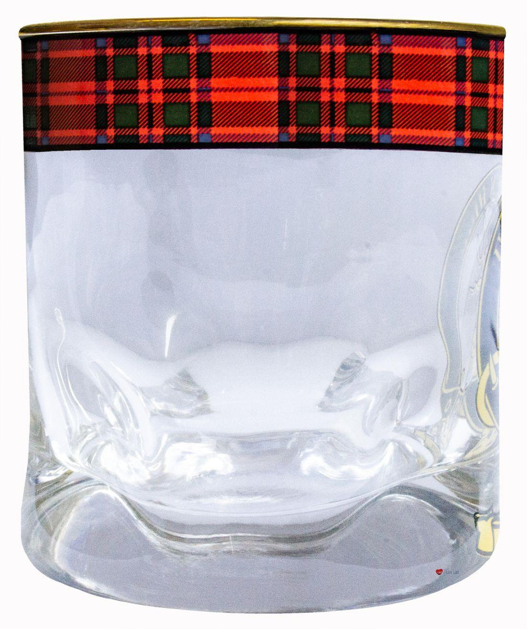 MacIntosh Clan Crested Tartan Edging Heavy Based Whisky Glass