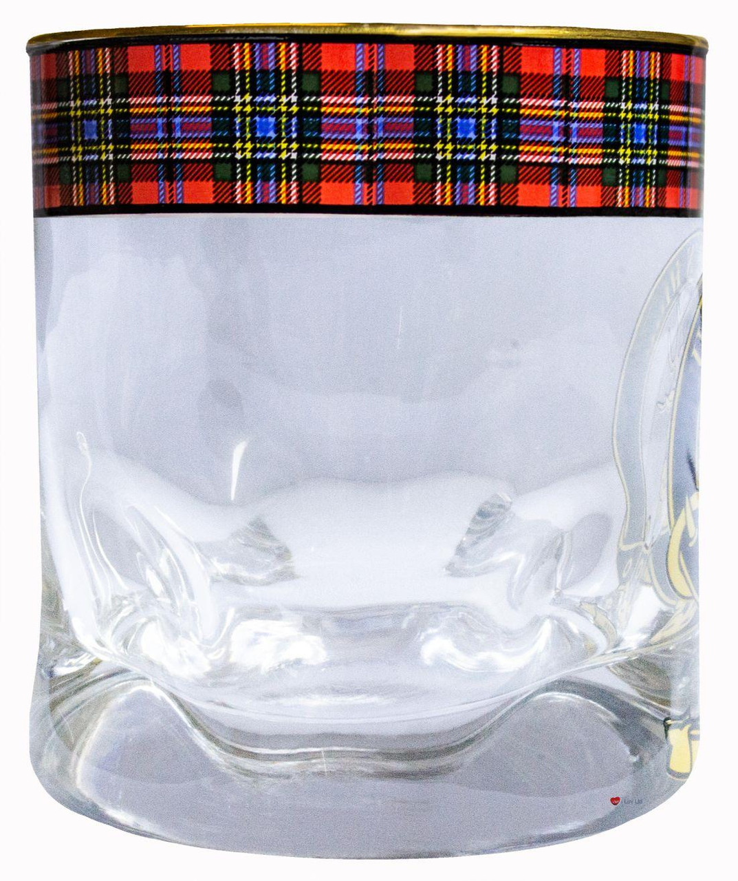 MacLean Clan Crested Tartan Edging Heavy Based Whisky Glass