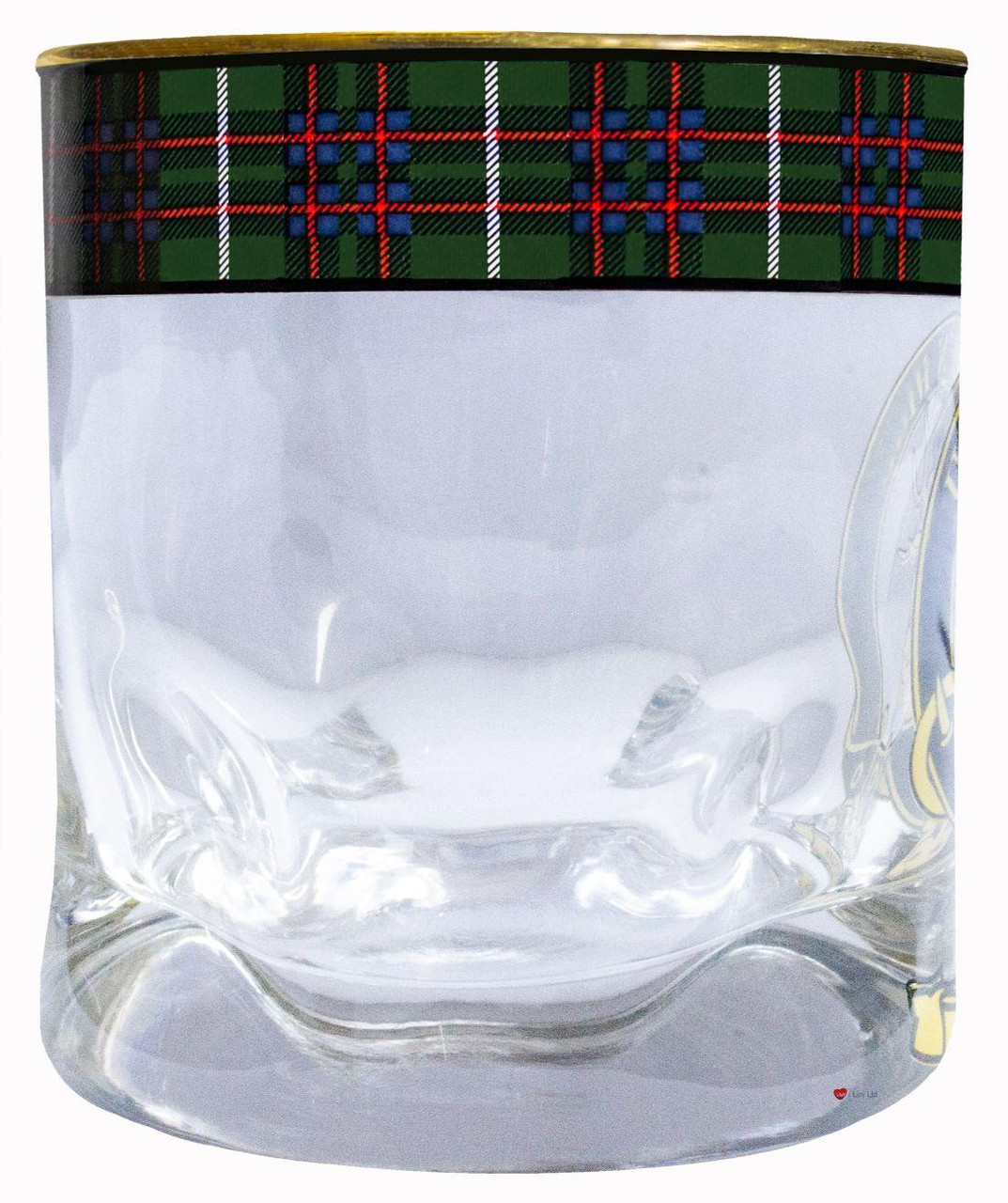 MacIntyre Clan Crested Tartan Edging Heavy Based Whisky Glass