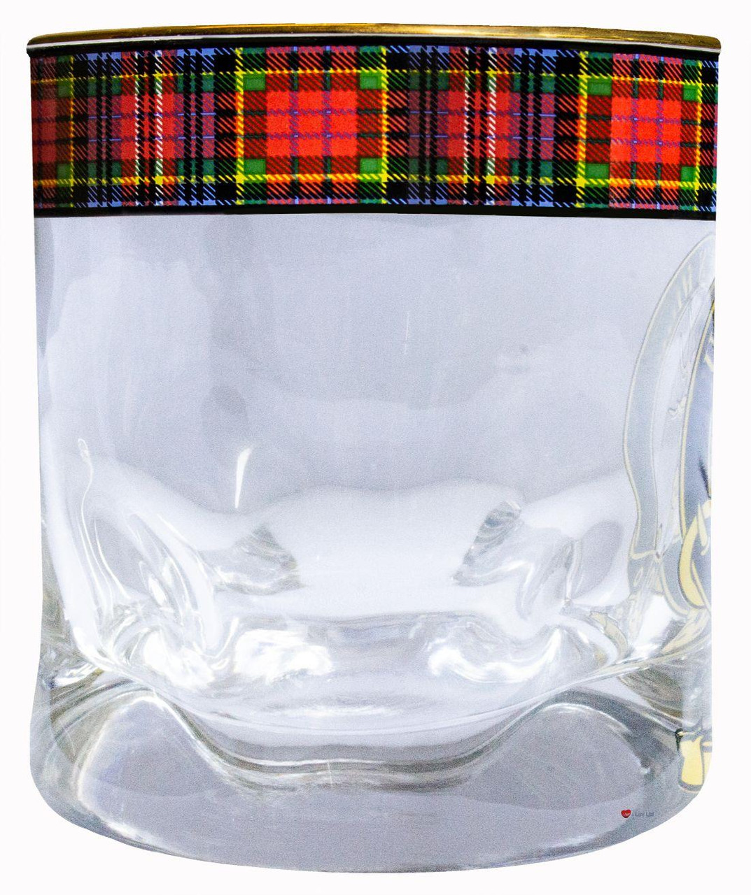 MacPherson Clan Crested Tartan Edging Heavy Based Whisky Glass