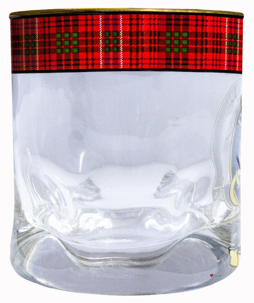 MacRae Clan Crested Tartan Edging Heavy Based Whisky Glass