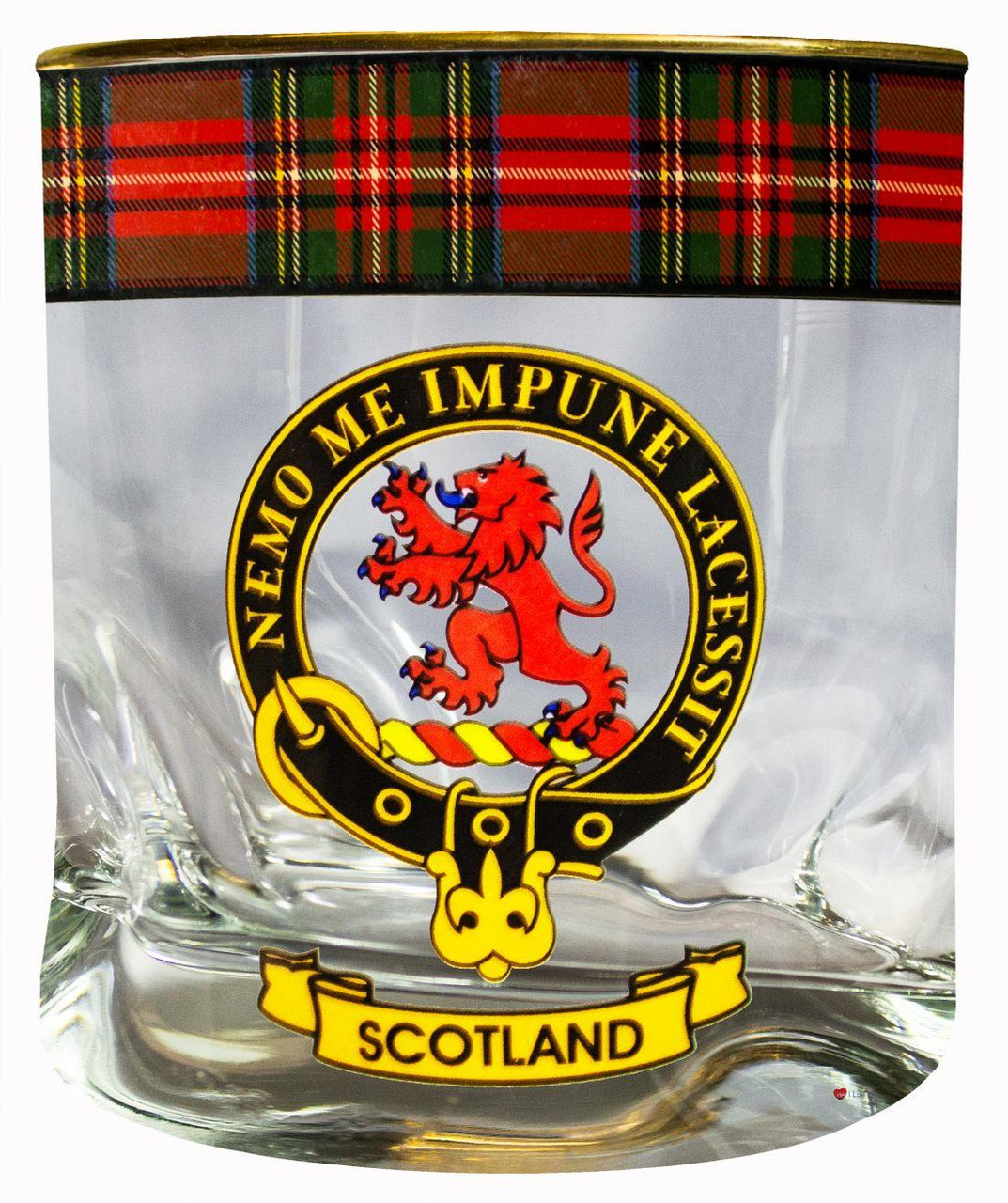 Scotland Clan Crested Tartan Edging Heavy Based Whisky Glass