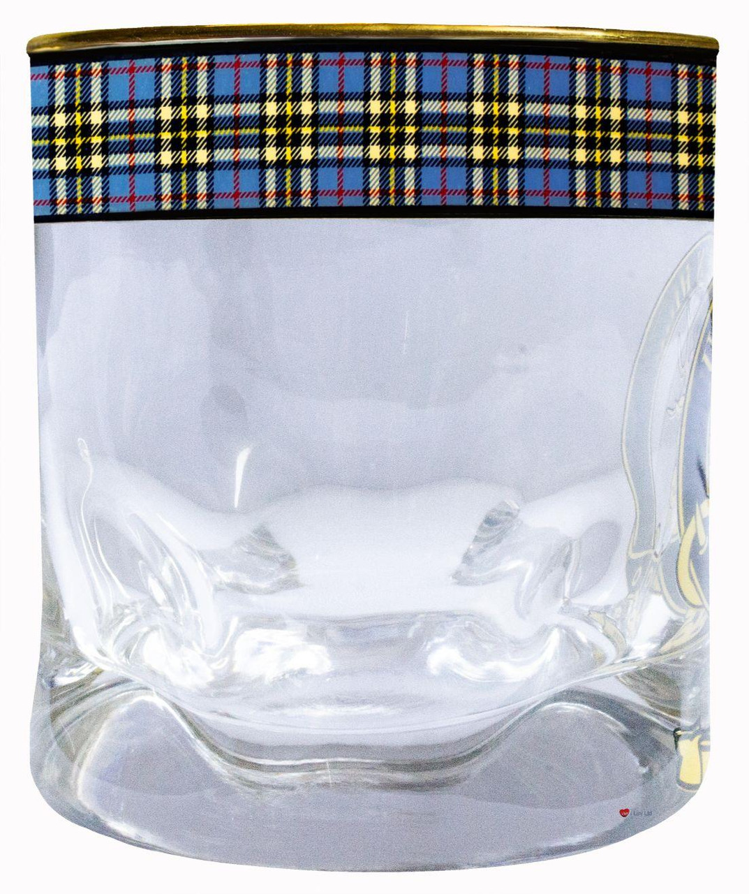 Thomson Clan Crested Tartan Edging Heavy Based Whisky Glass