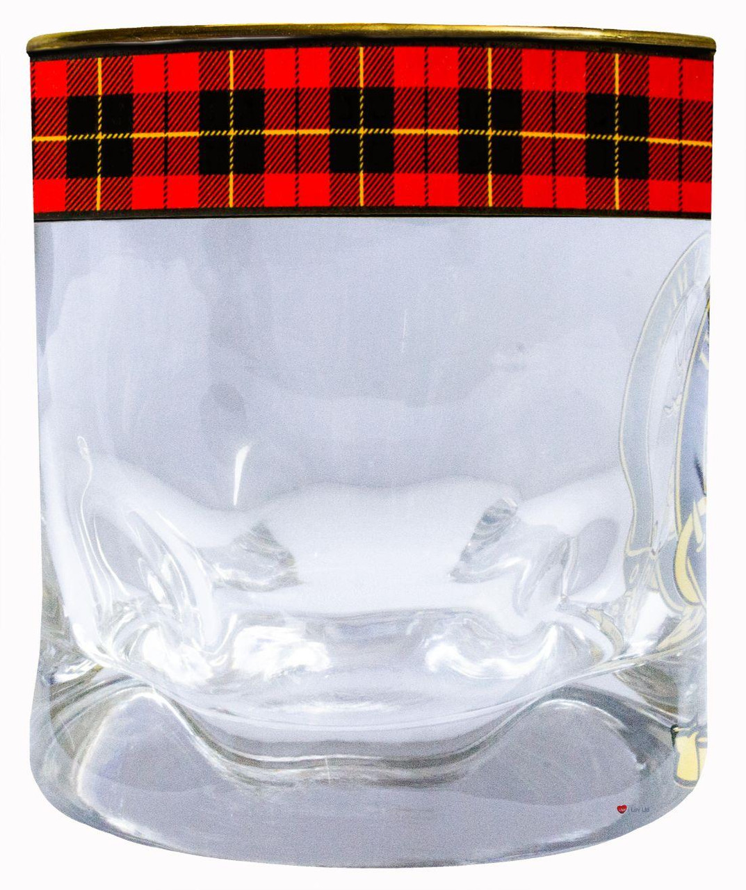 Wallace Clan Crested Tartan Edging Heavy Based Whisky Glass