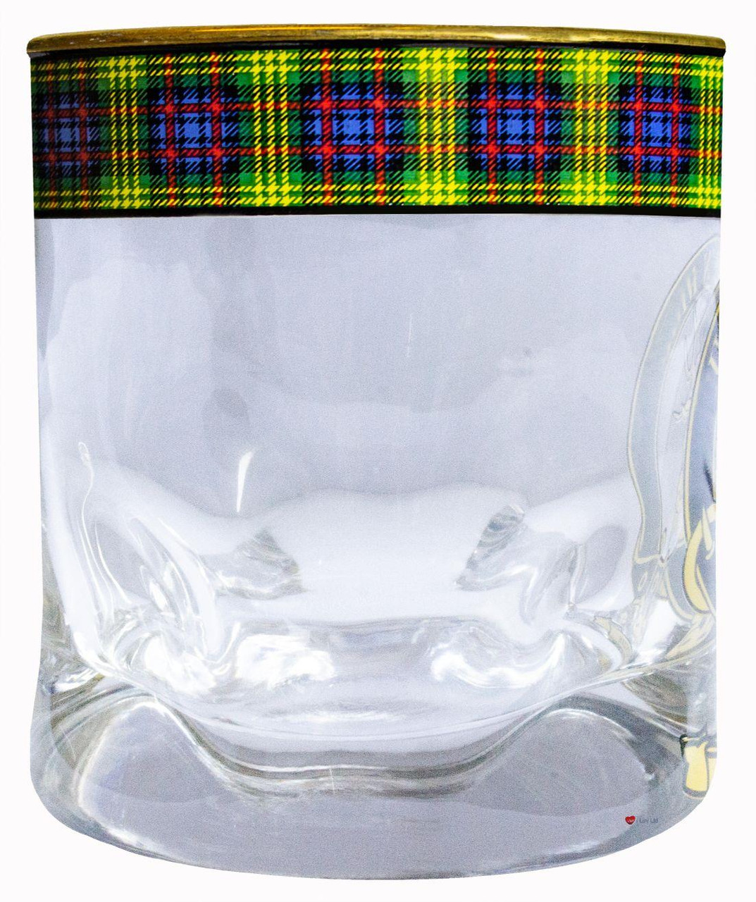 Watson Clan Crested Tartan Edging Heavy Based Whisky Glass