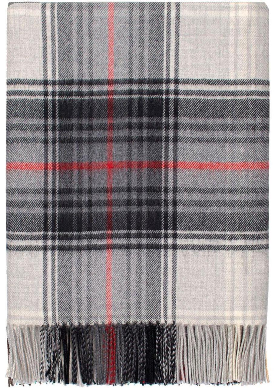 Luxury Tartan Soft Lambswool Plaid Throw Blanket Graphite Travel Blanket Rug