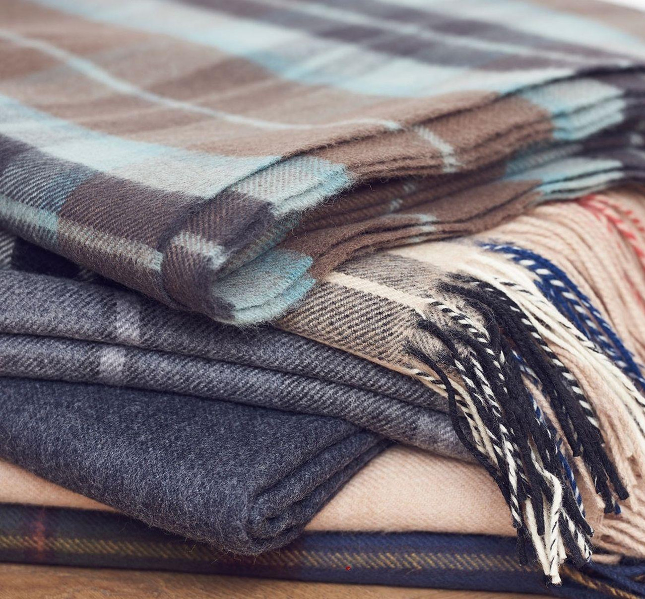 Luxury Tartan Soft Lambswool Plaid Throw Blanket Thomson Camel Travel Blanket Rug