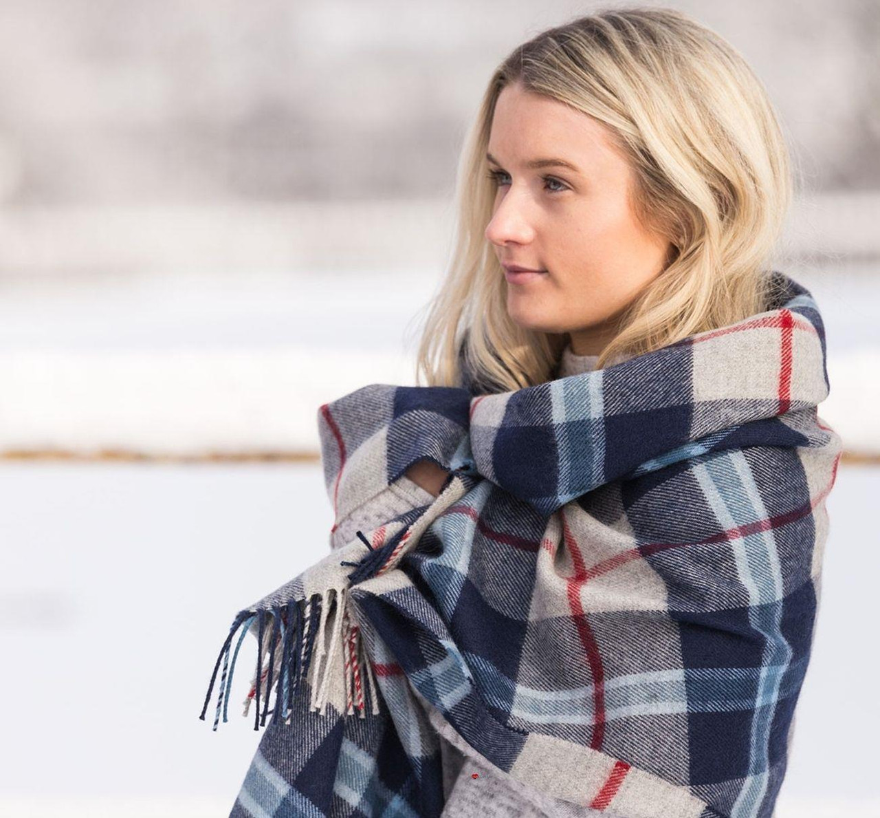 Luxury Tartan Soft Lambswool Plaid Throw Blanket Douglas Modern Travel Blanket Rug