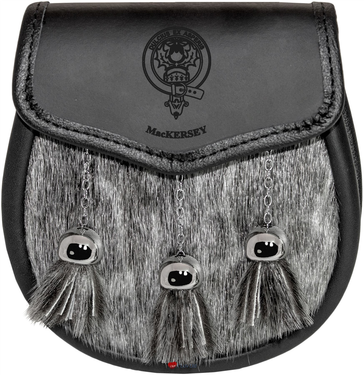 Clan Semi Dress Sporran Plain Leather Flap Scottish Clan Name Crest MacInally-Mathieson