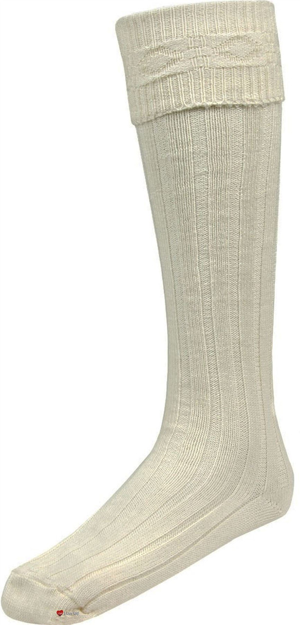 Mens White Kilt Hose Socks