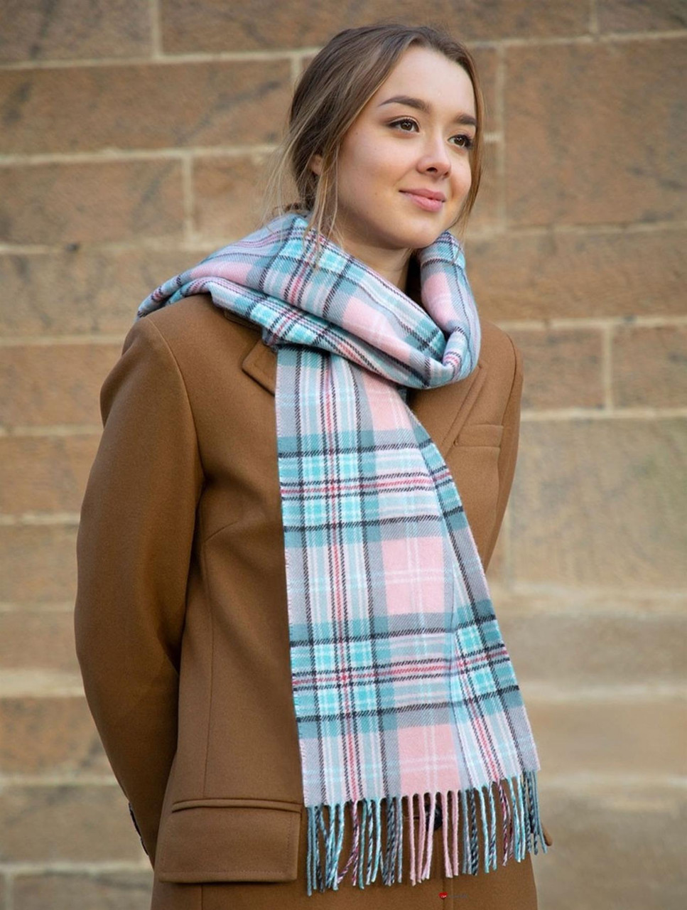Diana Rose Tartan Plaid Luxury Brushed Wool Scarf