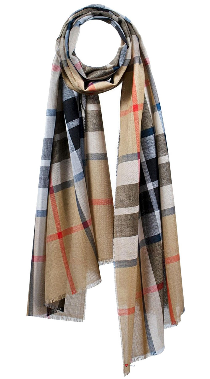 Extra Fine Merino Shawl Thompson Camel Modern 70 x 200cm