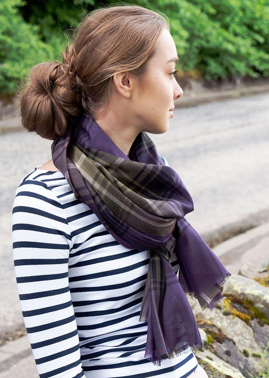 Extra Fine Merino Shawl Lochcarron Heather 70 x 200cm