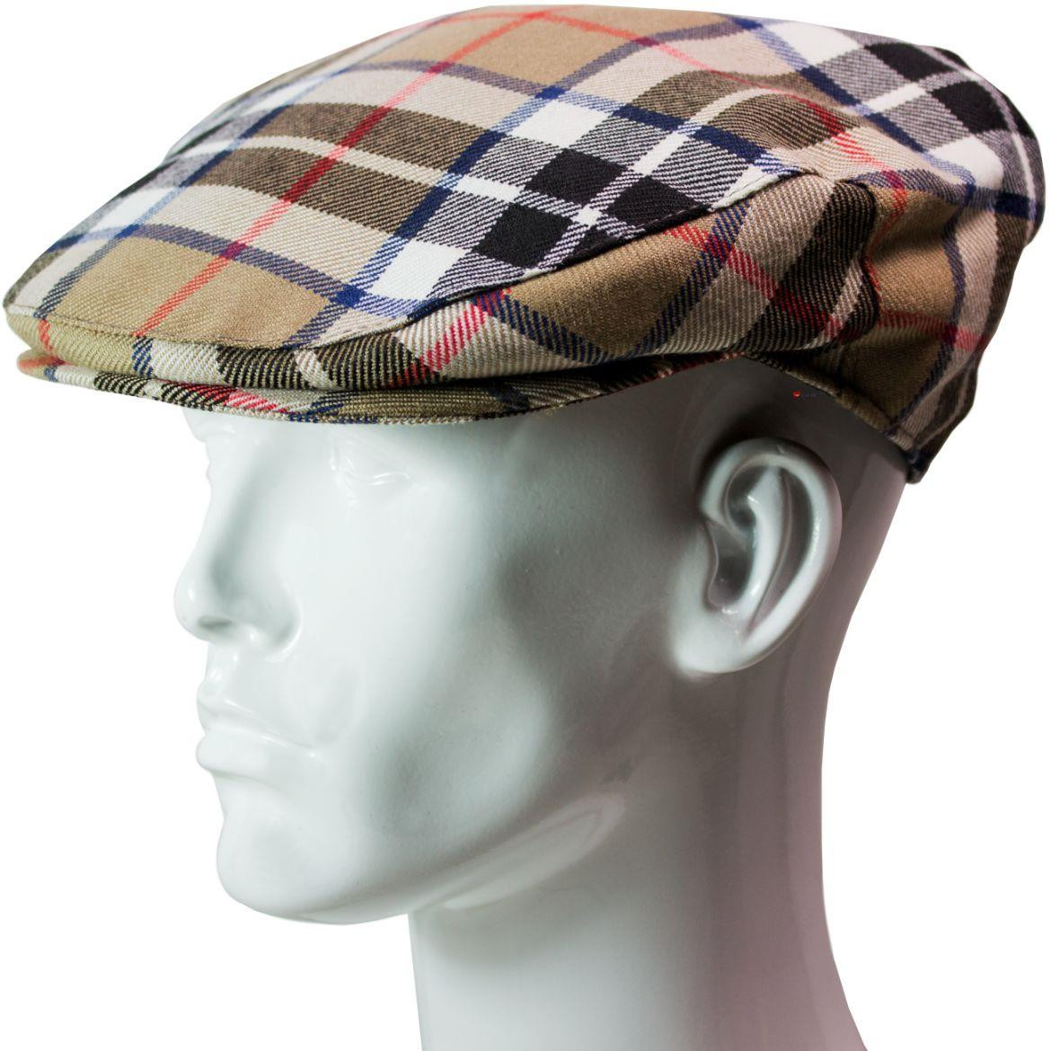 Flat Cap Mens Thomson Camel Modern Tartan