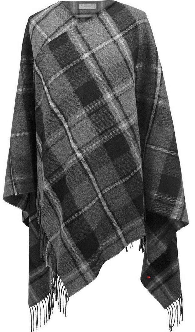 Ladies Shawl Cape Lambswool MacRae Hunting Grey Tartan Made To Order
