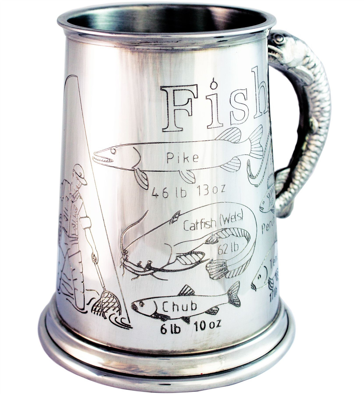 Fishing Gift Pewter 1pt Tankard Great Fishing Weight Records Great Gift