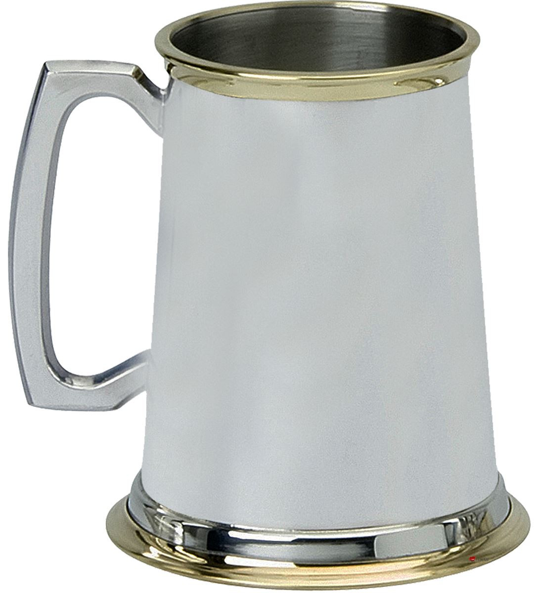 Pewter Tankard Handmade Brass Rimmed Plain Polished Finish 1pt Glass Base Great Gift