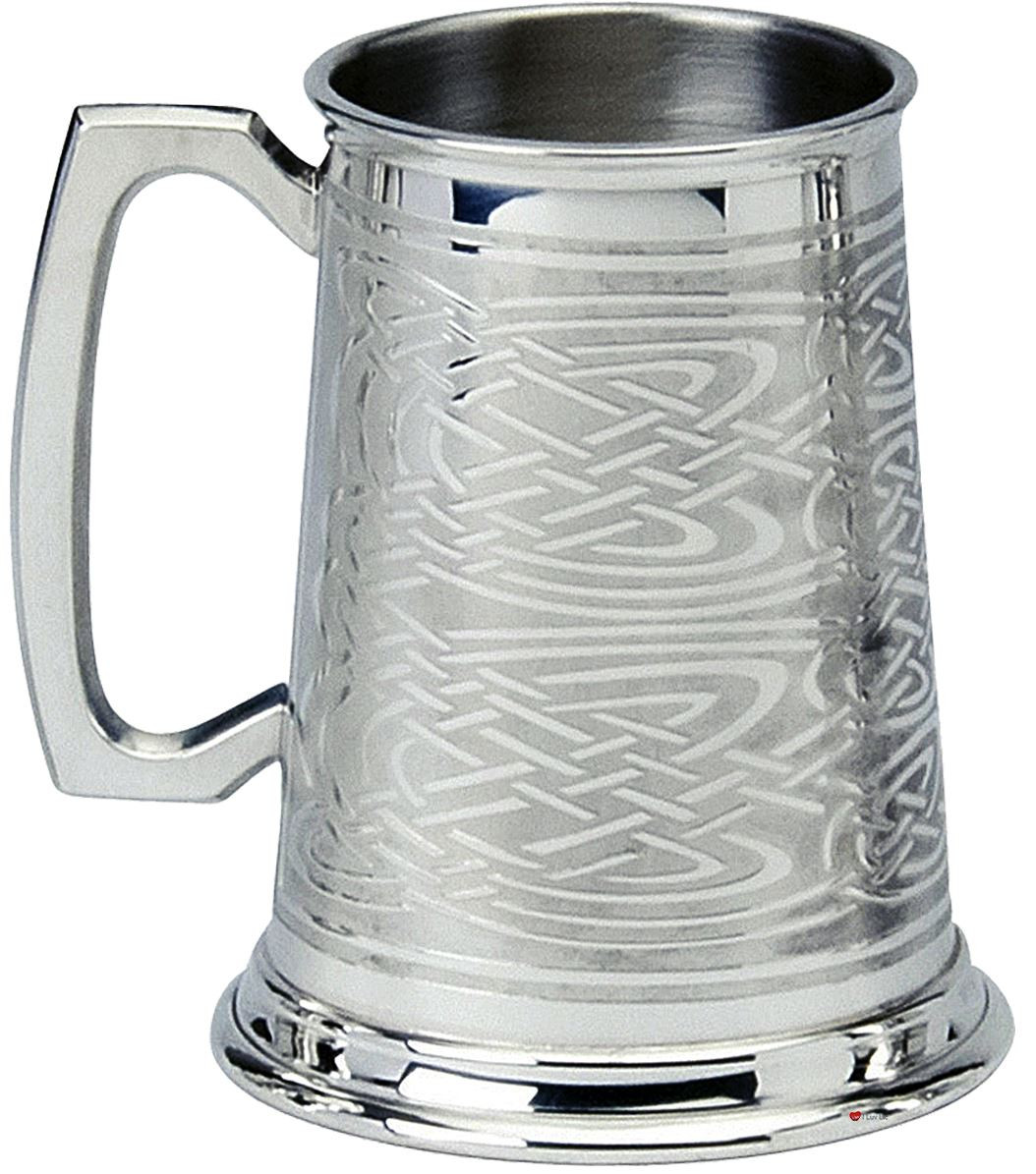 Pewter Tankard Traditional Full-Cover Celtic Knot Design 1pt Great Gift