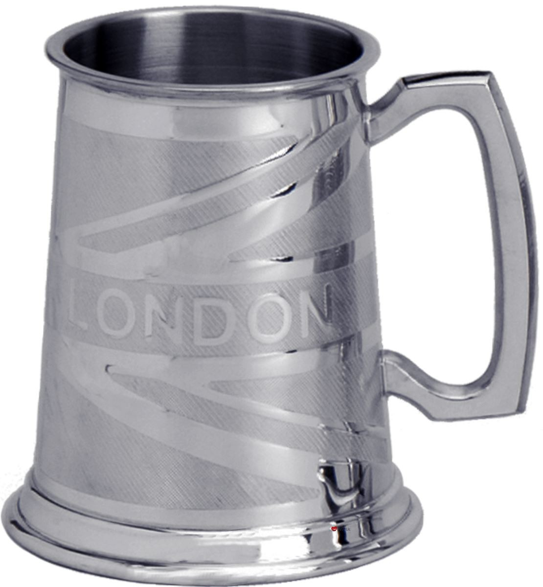 Pewter Tankard Handmade London Union Jack Flag Engraved Traditional Shape Great Gift