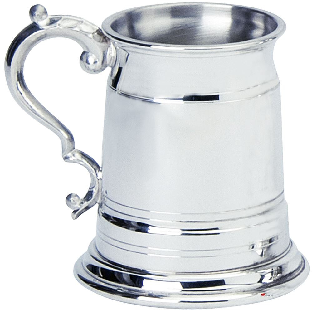 Pewter Tankard Old London Ornate Half Pint Engravable Polished Finish Great Gift
