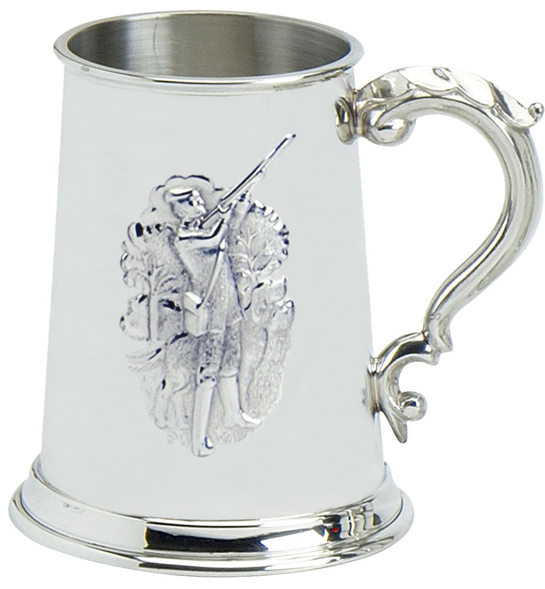 Pewter Tankard Handmade Embossed Hunting Scene Ornate Handle Great Gift