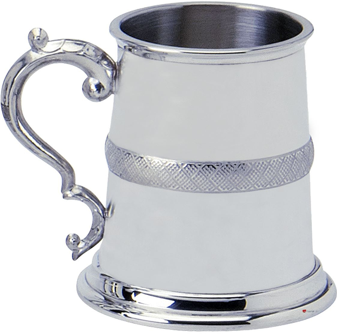 Pewter Tankard Handmade Embossed English Band Style Polished Finish Half pt Great Gift